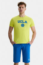 UCLA Tricou cu decolteu la baza gatului, imprimeu cu logo, regular fit, Verde, GAYLEY