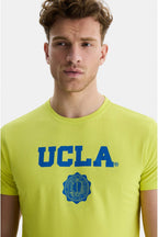 UCLA Tricou cu decolteu la baza gatului, imprimeu cu logo, regular fit, Verde, GAYLEY