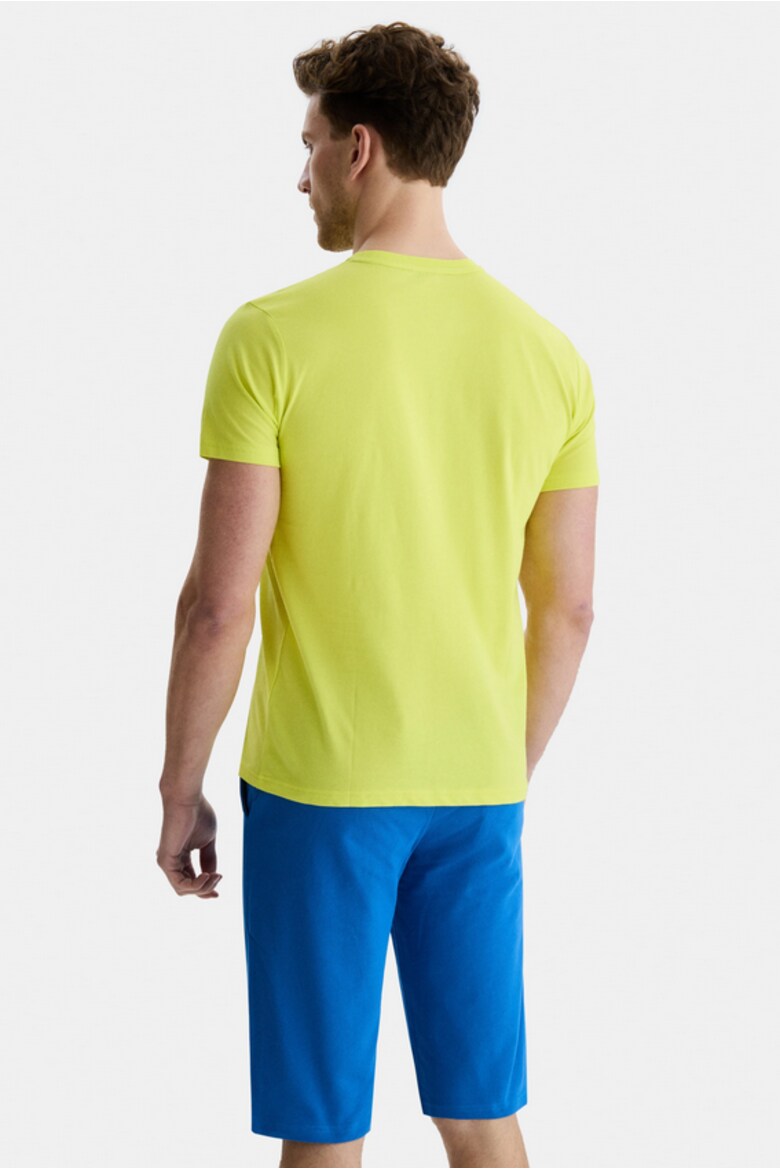 UCLA Tricou cu decolteu la baza gatului, imprimeu cu logo, regular fit, Verde, GAYLEY