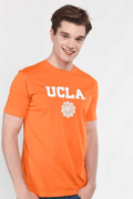 UCLA Tricou cu decolteu la baza gatului, imprimeu cu logo, regular fit, Portocaliu, GAYLEY