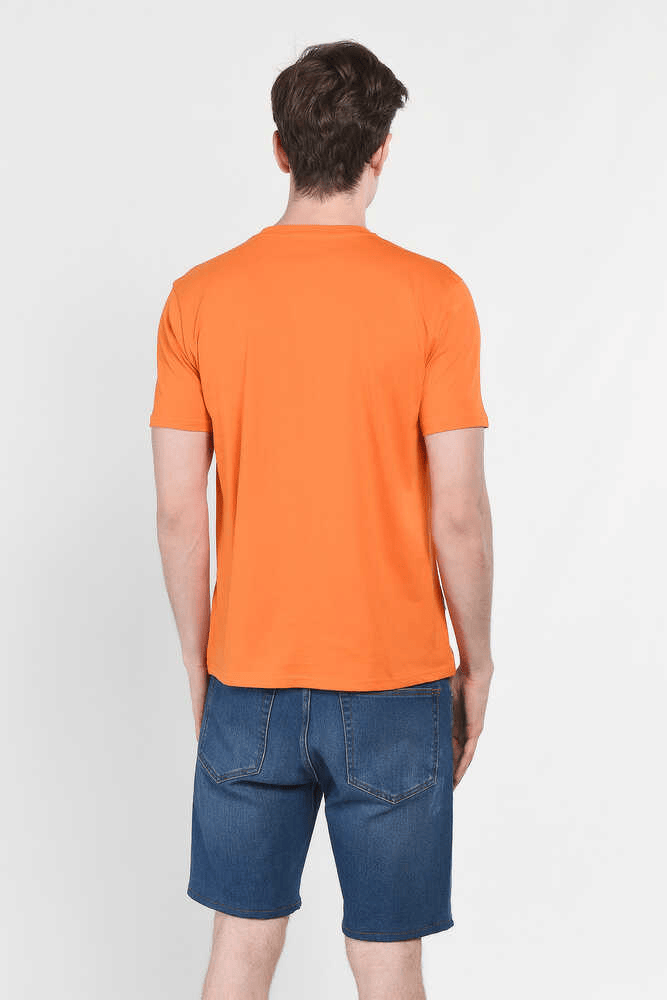 UCLA Tricou cu decolteu la baza gatului, imprimeu cu logo, regular fit, Portocaliu, GAYLEY