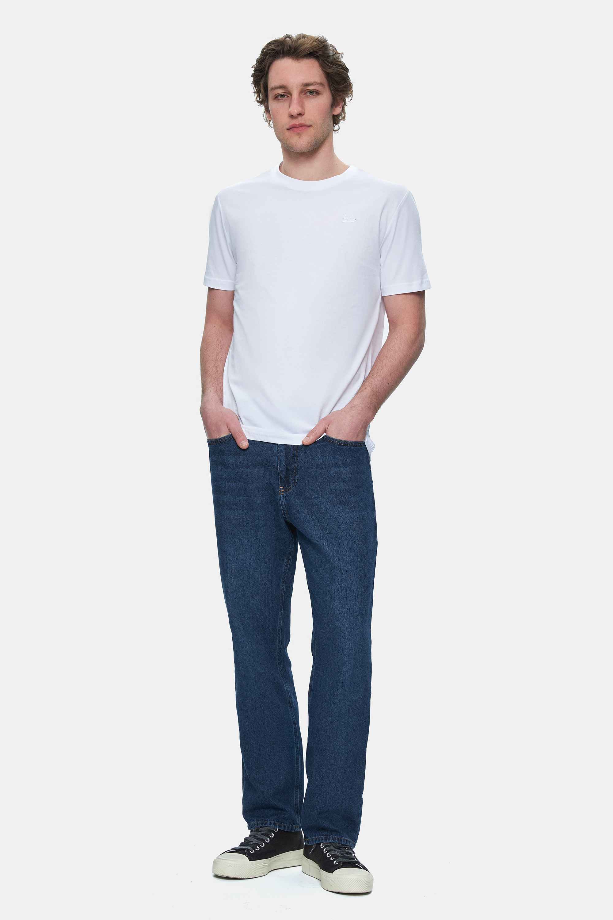 UCLA Tricou cu decolteu la baza gatului, imprimeu cu logo, regular fit, Alb, HARPER