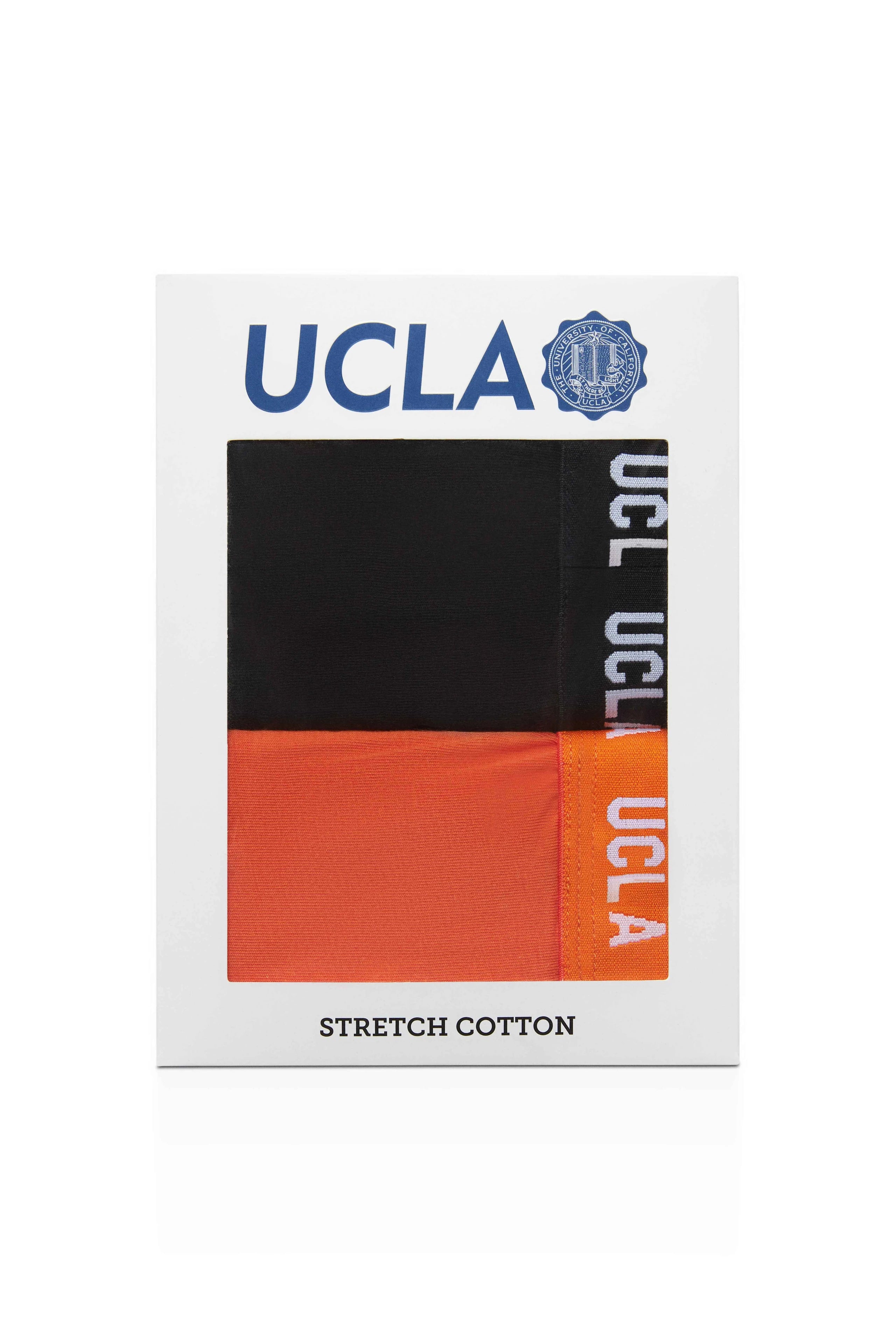 UCLA Set 2 perechi de boxeri cu banda elastica in talie,  Negru-Portocaliu-Albastru, IRVINE