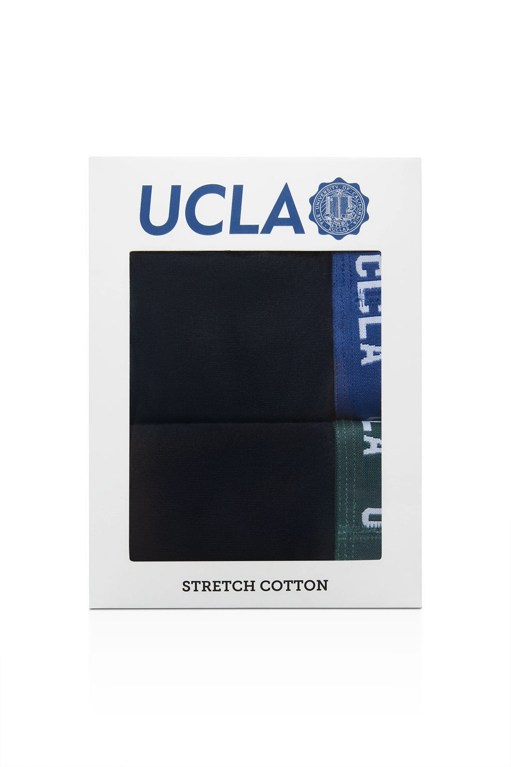 UCLA Set 2 perechi de boxeri cu banda elastica in talie,  Negru-Albastru-Verde, IRVINE
