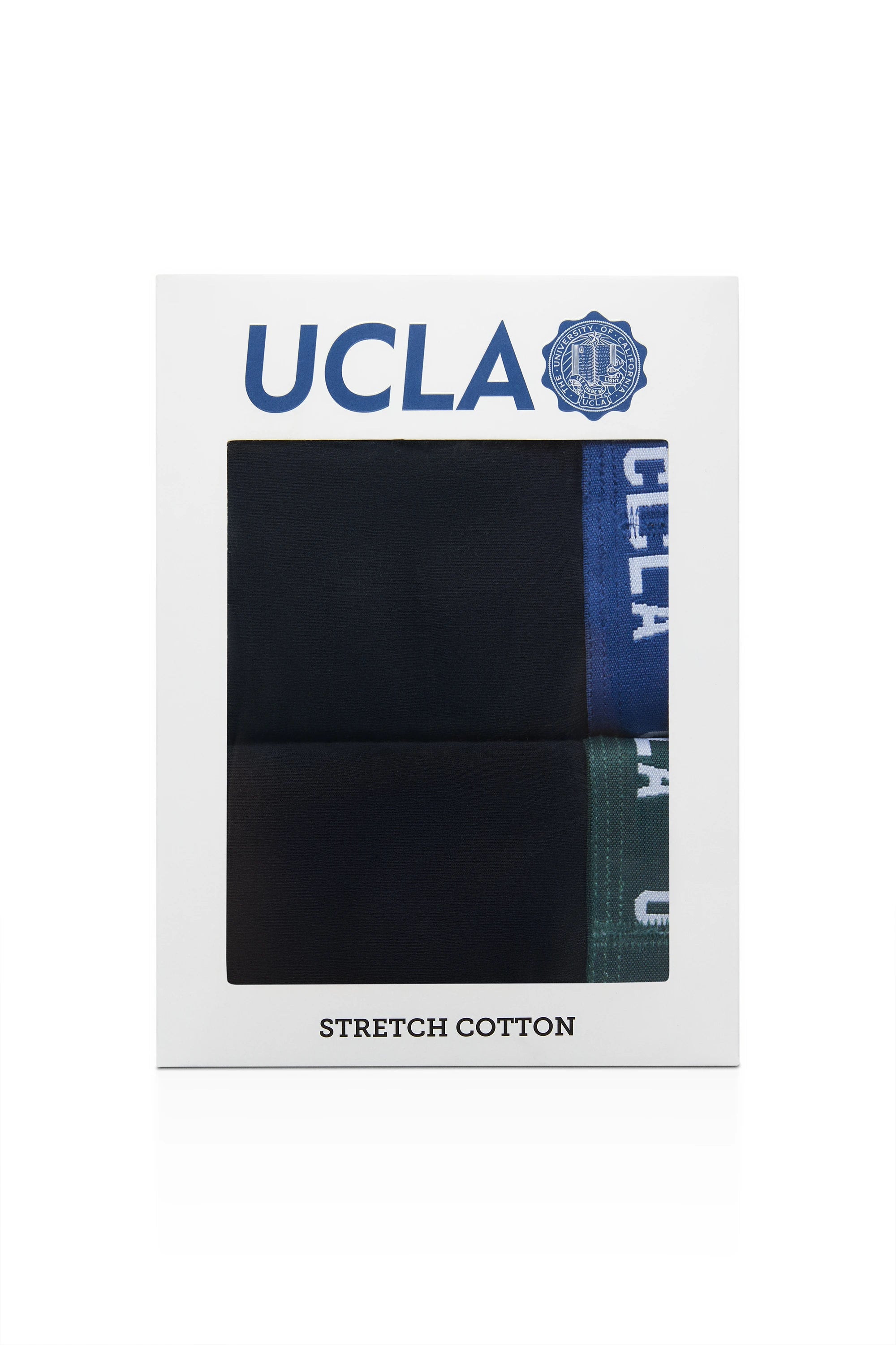 UCLA Set 2 perechi de boxeri cu banda elastica in talie,  Negru-Albastru-Verde, IRVINE
