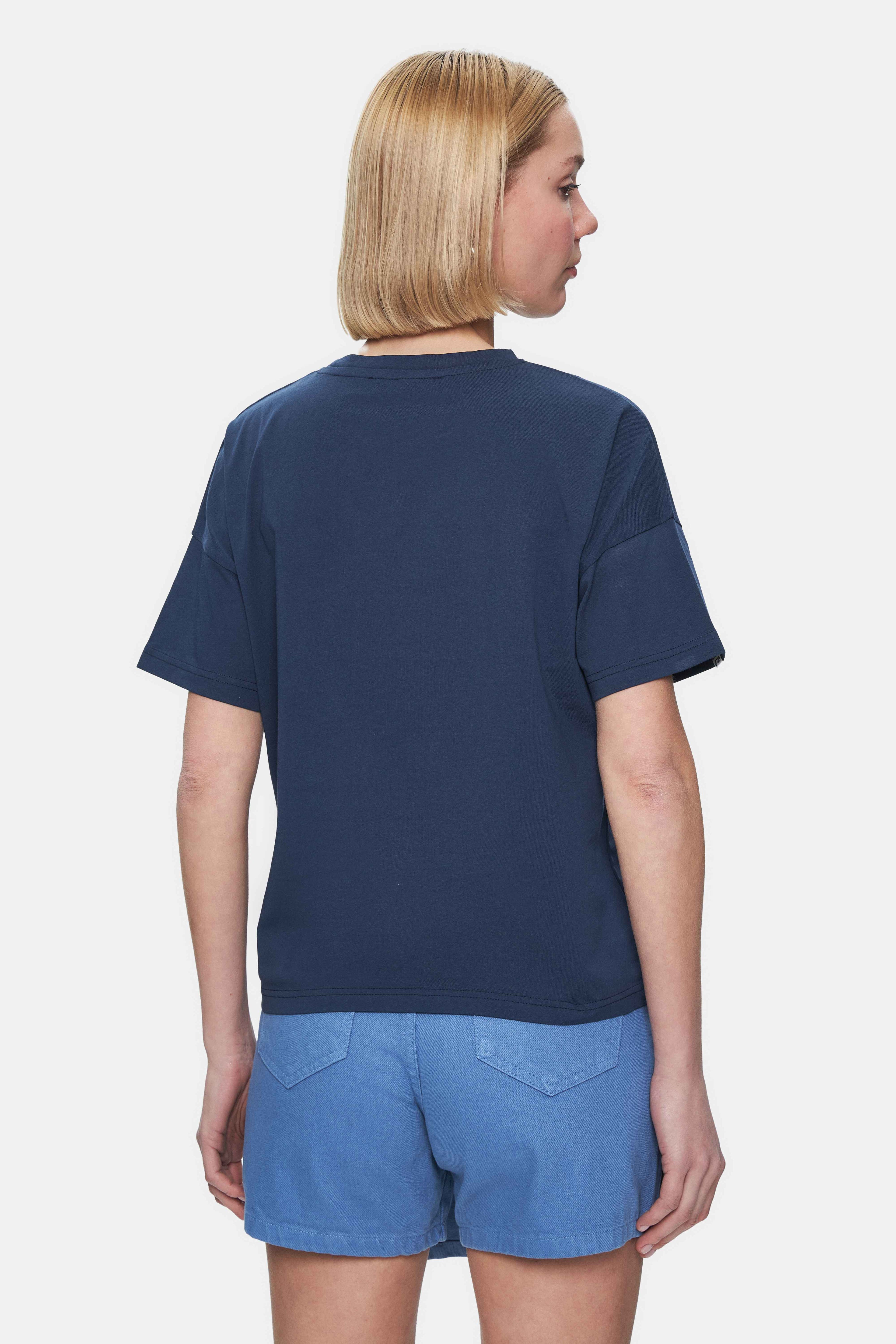 UCLA Tricou cu decolteu la baza gatului, imprimeu cu logo, regular fit, Bleumarin, ODETTE