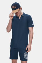 UCLA Tricou cu decolteu la baza gatului, imprimeu cu logo, regular fit, Bleumarin, RUSSEL