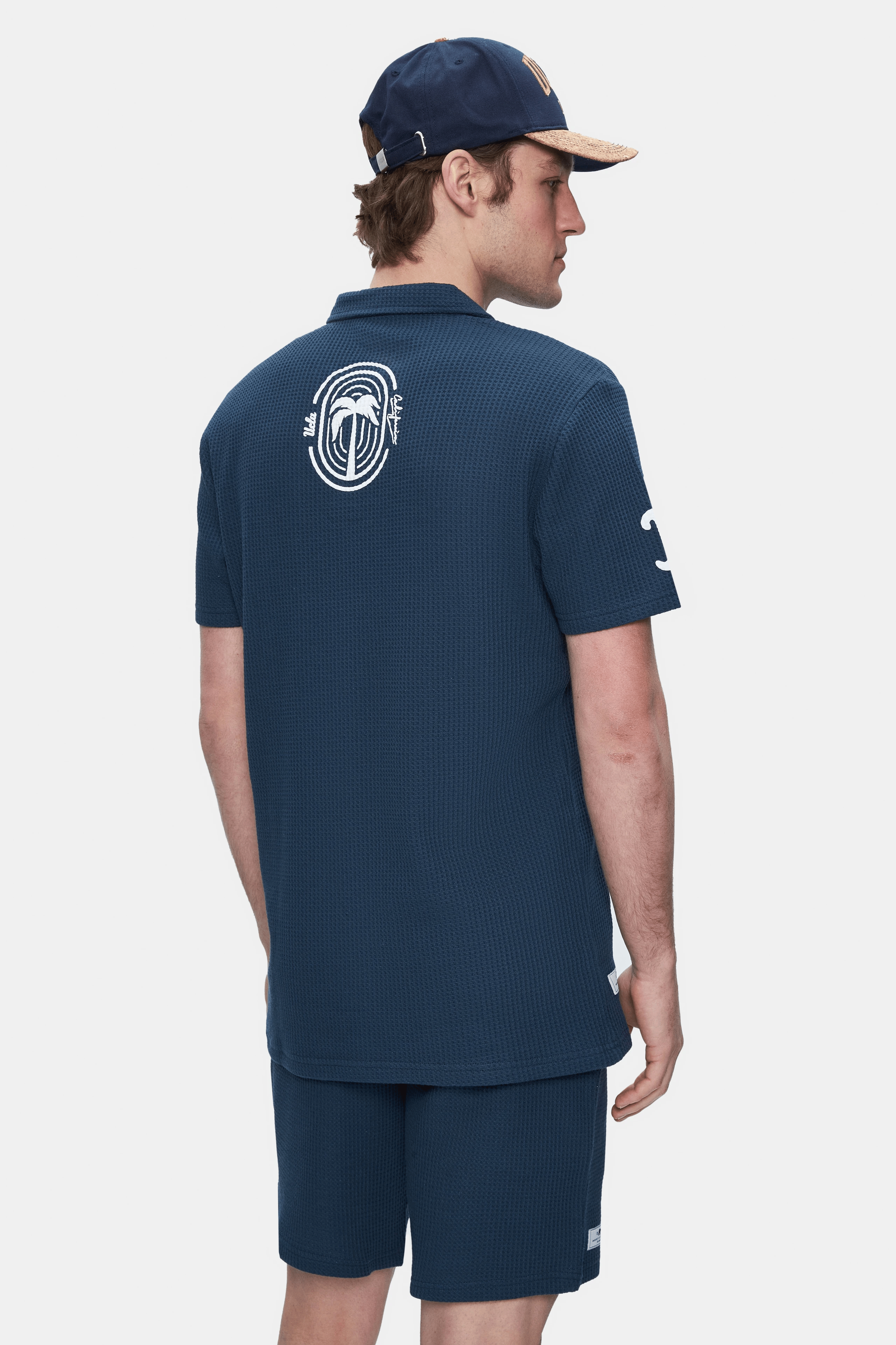 UCLA Tricou cu decolteu la baza gatului, imprimeu cu logo, regular fit, Bleumarin, RUSSEL
