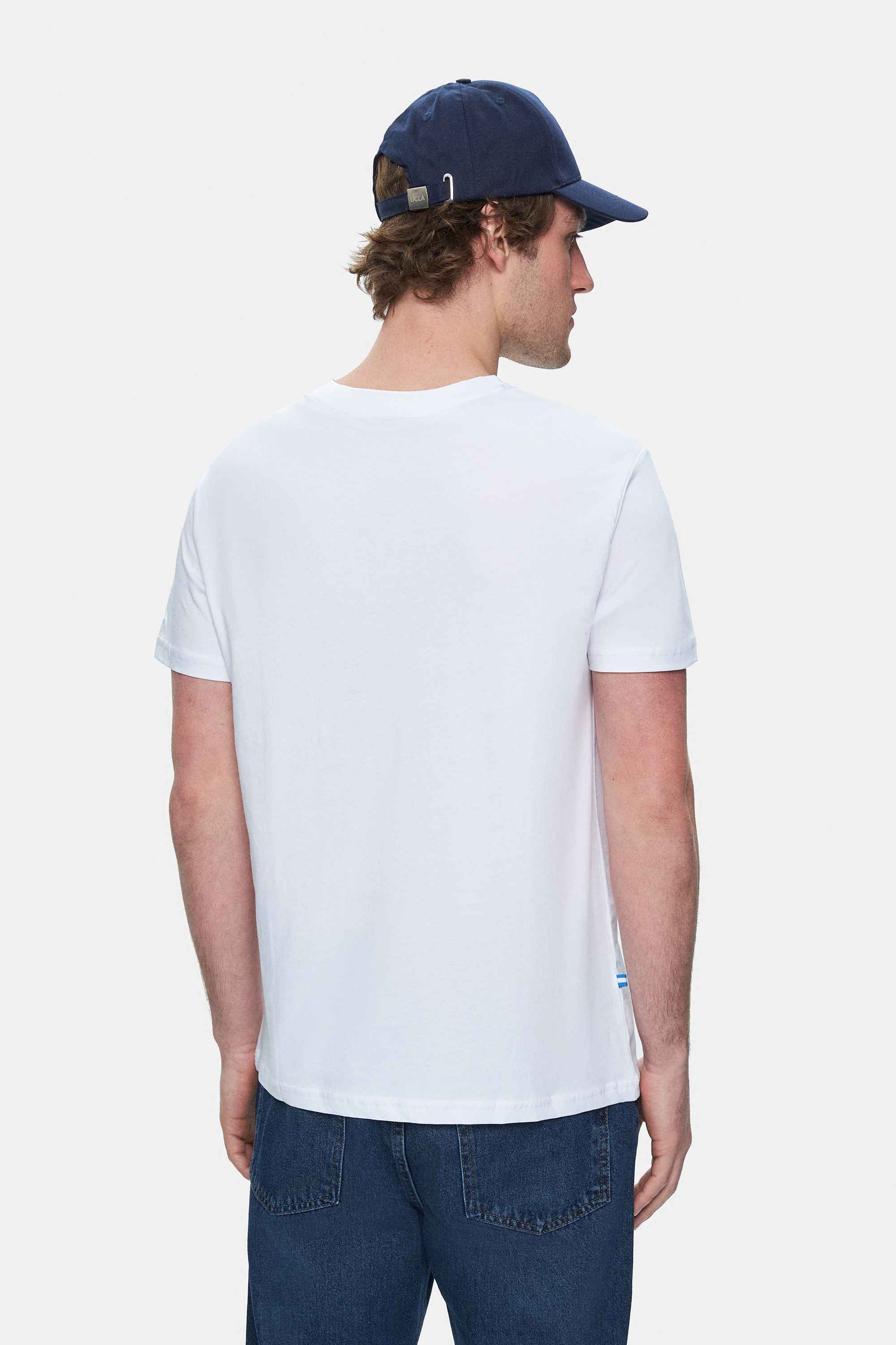 UCLA Tricou cu decolteu la baza gatului, imprimeu cu logo, regular fit, Alb, SHERMAN