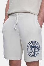 UCLA Pantaloni scurti cu snur si banda elastica in talie, buzunare laterale si imprimeu cu logo discret, Alb, SIERGE