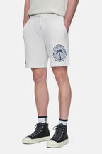 UCLA Pantaloni scurti cu snur si banda elastica in talie, buzunare laterale si imprimeu cu logo discret, Alb, SIERGE
