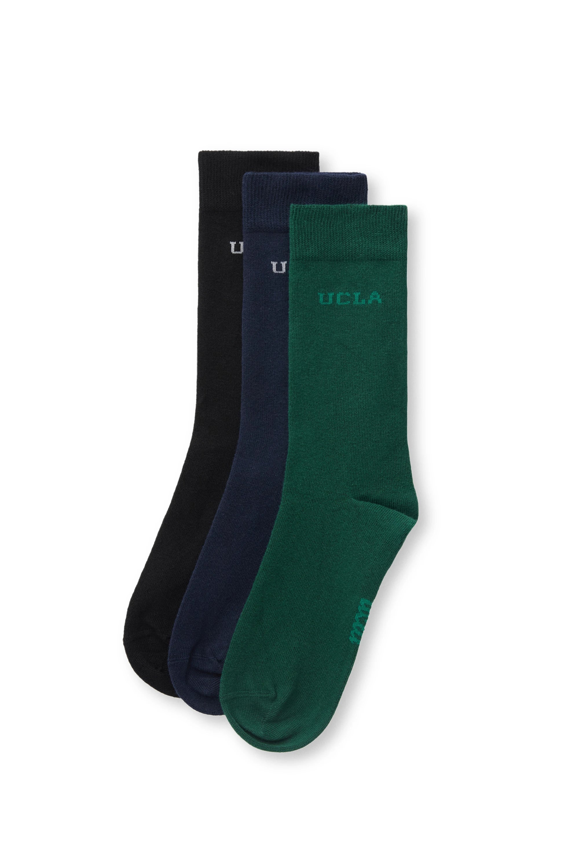 UCLA Set doua perechi de sosete din bumbac, unisex,  Negru-Bleumarin-Verde, SILVIUS
