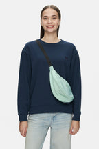 UCLA Bluza cu decolteu la baza gatului, regular fit, imprimeu cu logo, Bleumarin, SUNNIVA