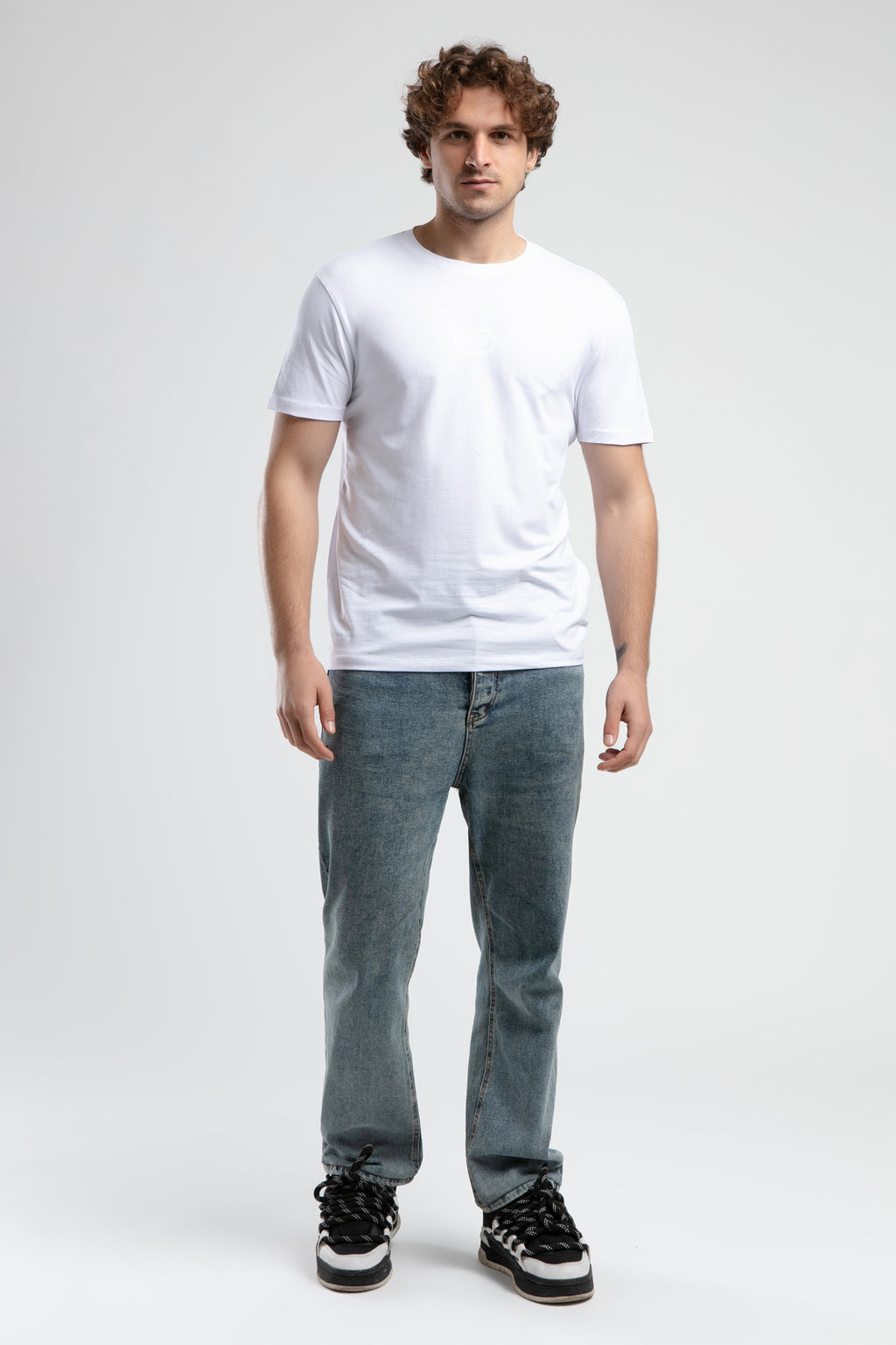 Ecko Unltd. Tricou cu decolteu la baza gatului, imprimeu cu logo, Alb, JOHNSON