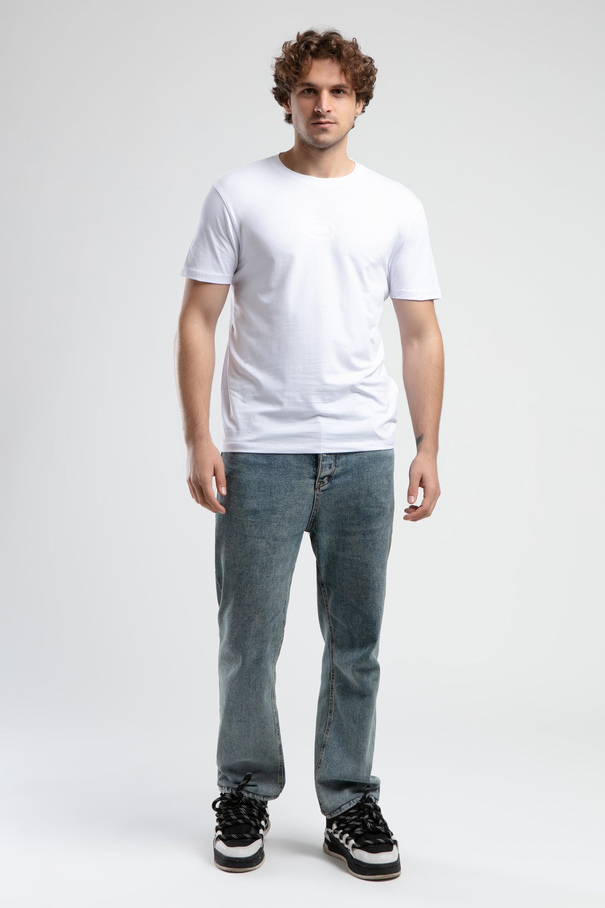 Ecko Unltd. Tricou cu decolteu la baza gatului, imprimeu cu logo, Alb, JOHNSON