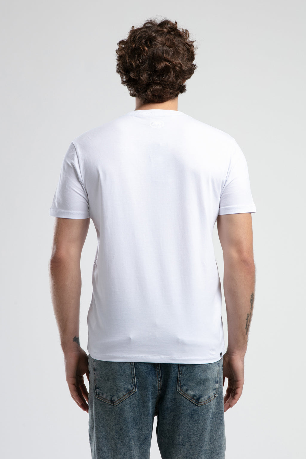 Ecko Unltd. Tricou cu decolteu la baza gatului, imprimeu cu logo, Alb, JOHNSON