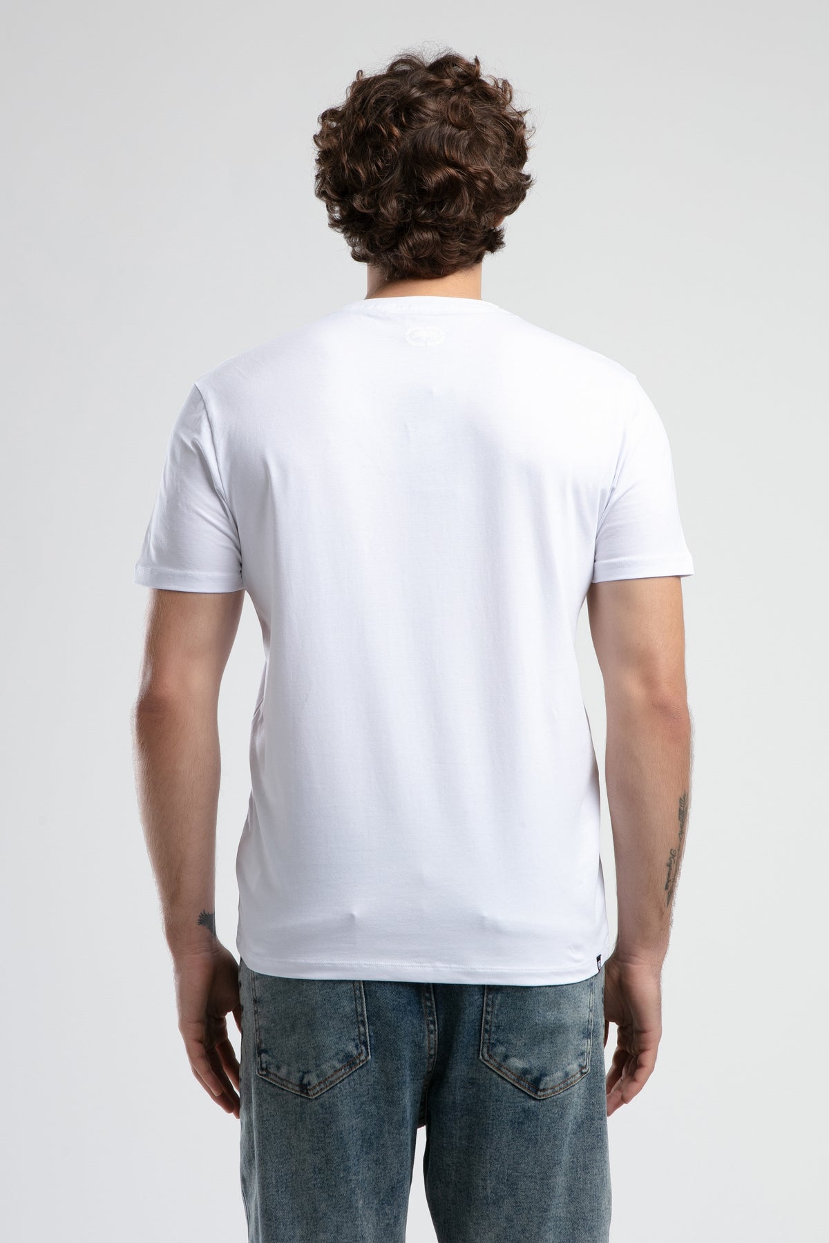 Ecko Unltd. Tricou cu decolteu la baza gatului, imprimeu cu logo, Alb, JOHNSON