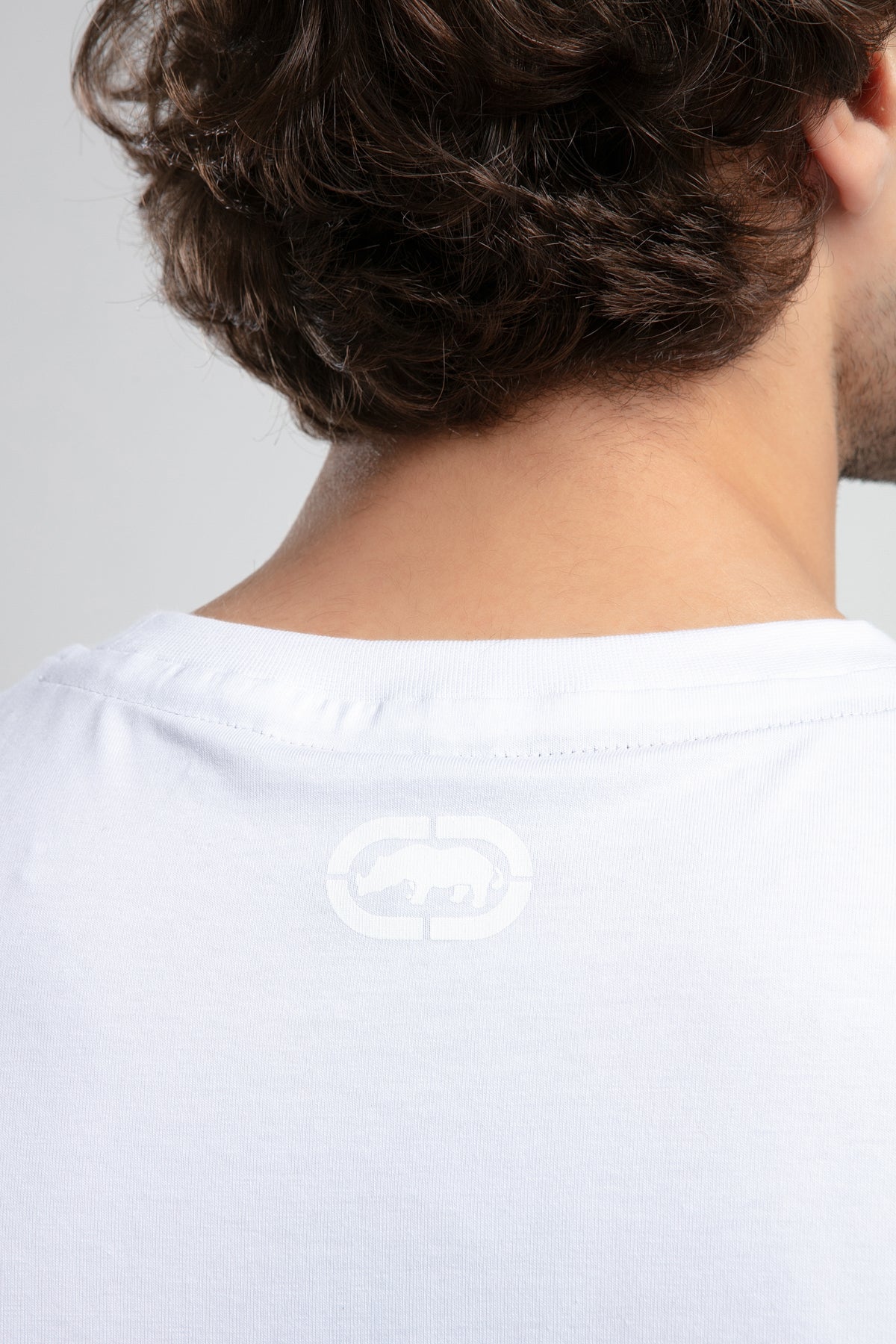 Ecko Unltd. Tricou cu decolteu la baza gatului, imprimeu cu logo, Alb, JOHNSON