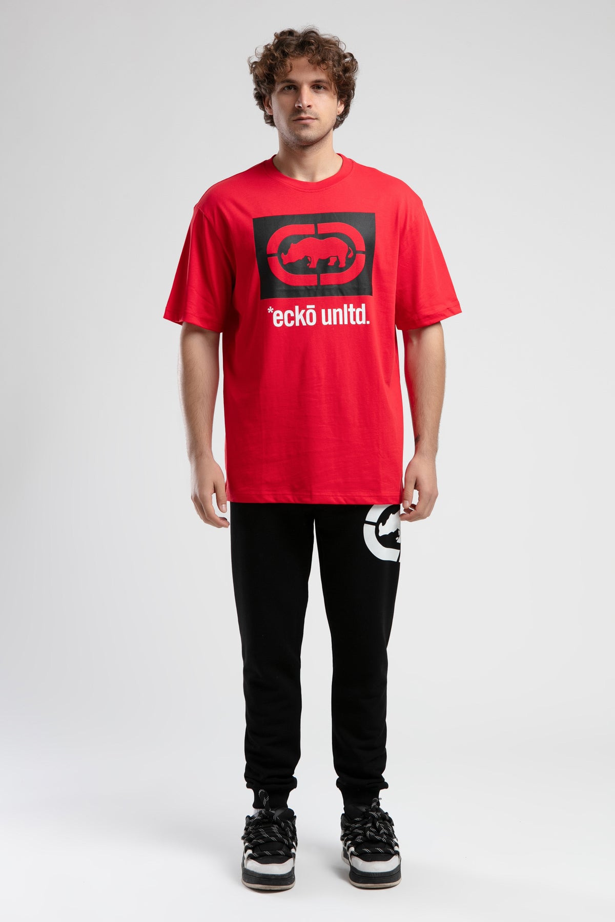 Ecko Unltd. Tricou cu decolteu la baza gatului, imprimeu cu logo, ECKO RED, MARC