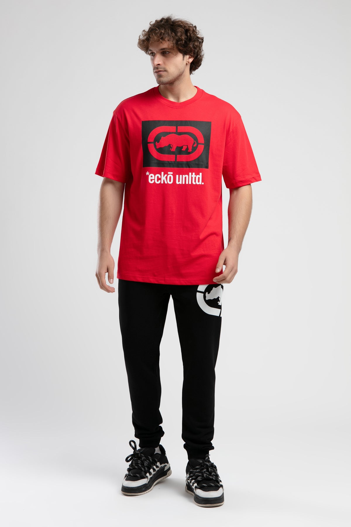 Ecko Unltd. Tricou cu decolteu la baza gatului, imprimeu cu logo, ECKO RED, MARC