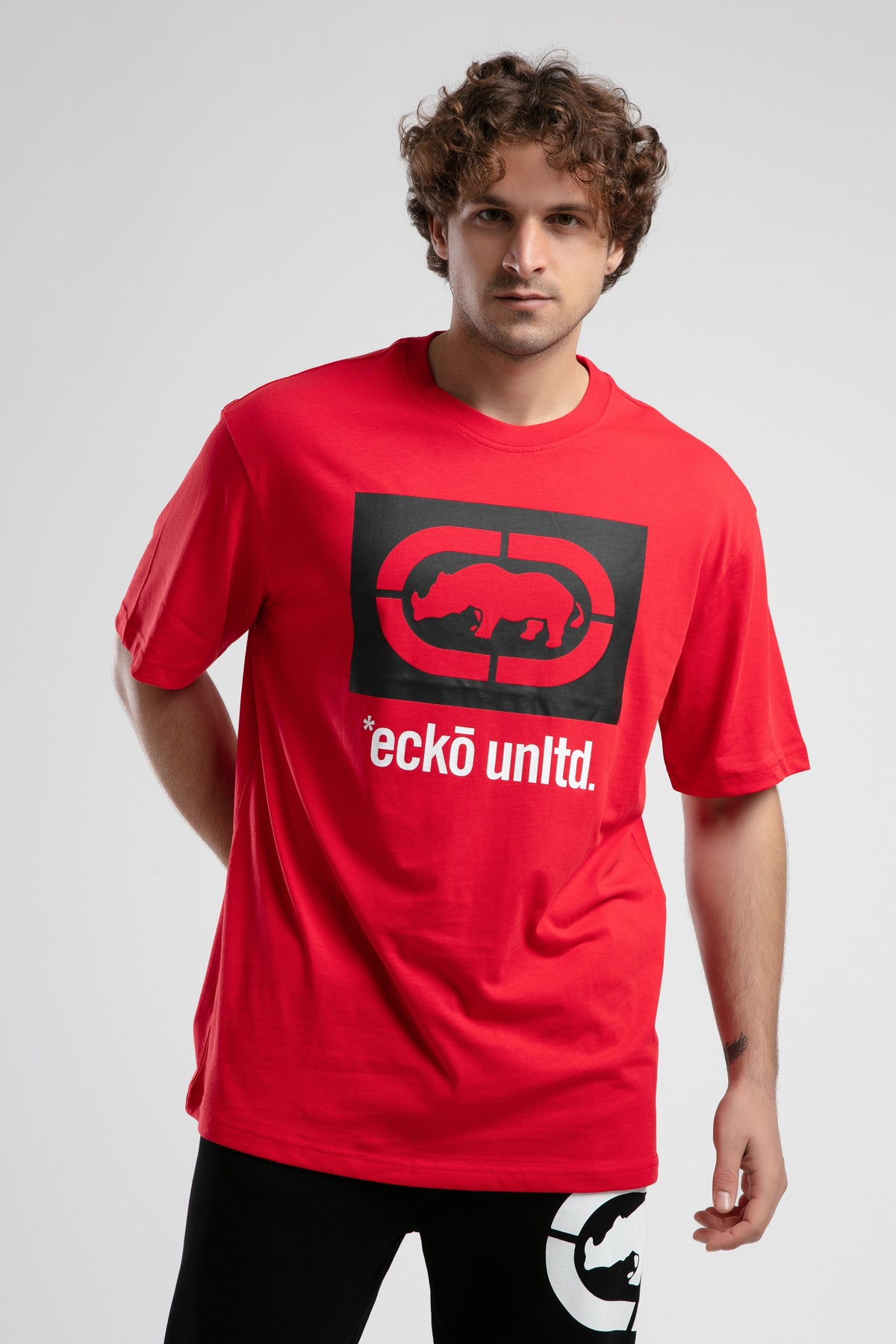 Ecko Unltd. Tricou cu decolteu la baza gatului, imprimeu cu logo, ECKO RED, MARC