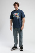 Ecko Unltd. Tricou cu decolteu la baza gatului, imprimeu cu logo, Bleumarin, KINGSTON