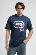Ecko Unltd. Tricou cu decolteu la baza gatului, imprimeu cu logo, Bleumarin, KINGSTON