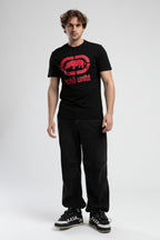 Ecko Unltd. Tricou cu decolteu la baza gatului, imprimeu cu logo, Negru, HARRIS