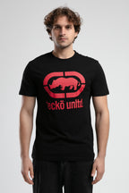 Ecko Unltd. Tricou cu decolteu la baza gatului, imprimeu cu logo, Negru, HARRIS