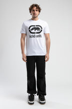 Ecko Unltd. Tricou cu decolteu la baza gatului, imprimeu cu logo, Negru-Alb, MARC