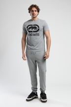 Ecko Unltd. Tricou cu decolteu la baza gatului, imprimeu cu logo, Gri, MARC
