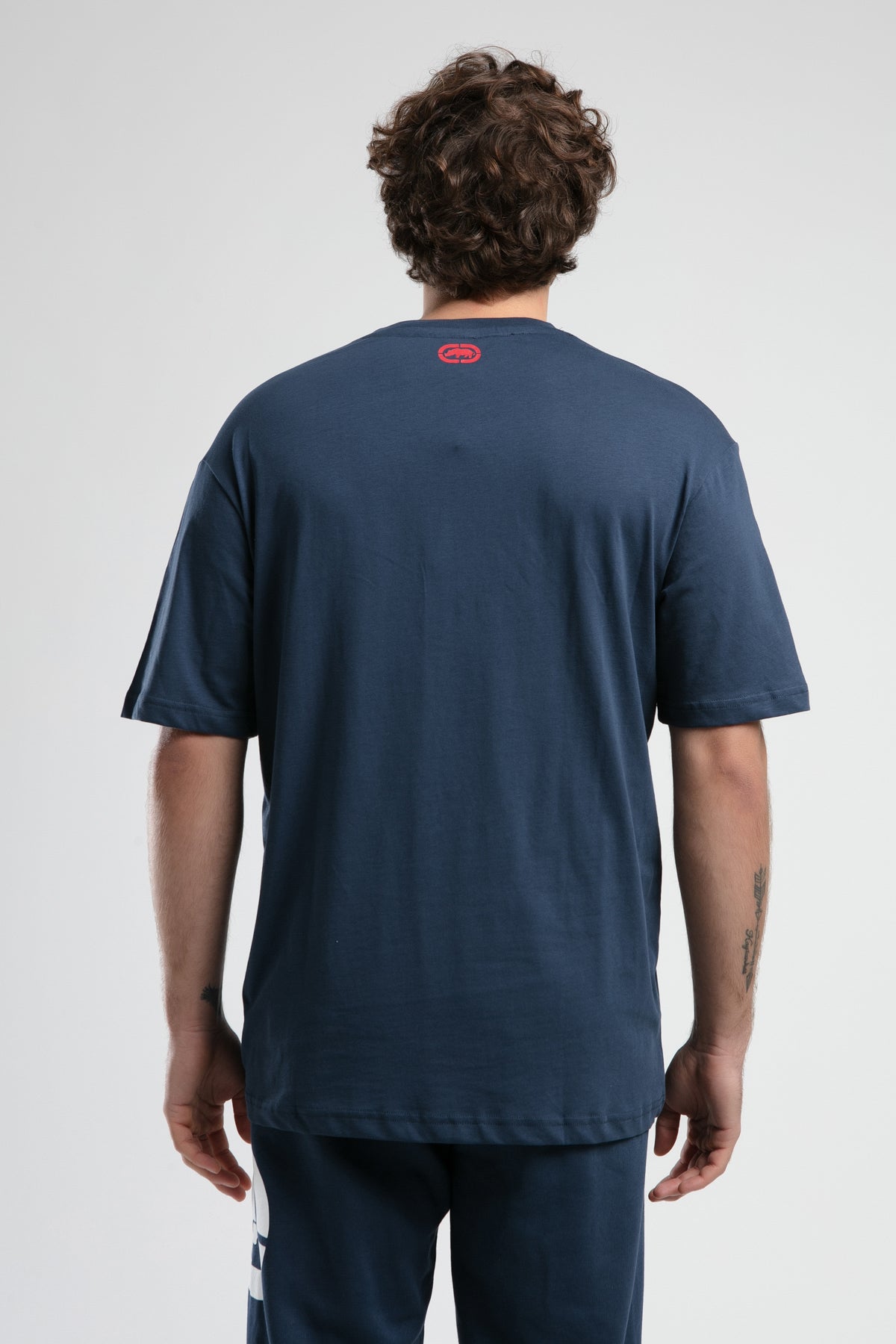 Ecko Unltd. Tricou cu decolteu la baza gatului, imprimeu cu logo, Bleumarin, HARRIS