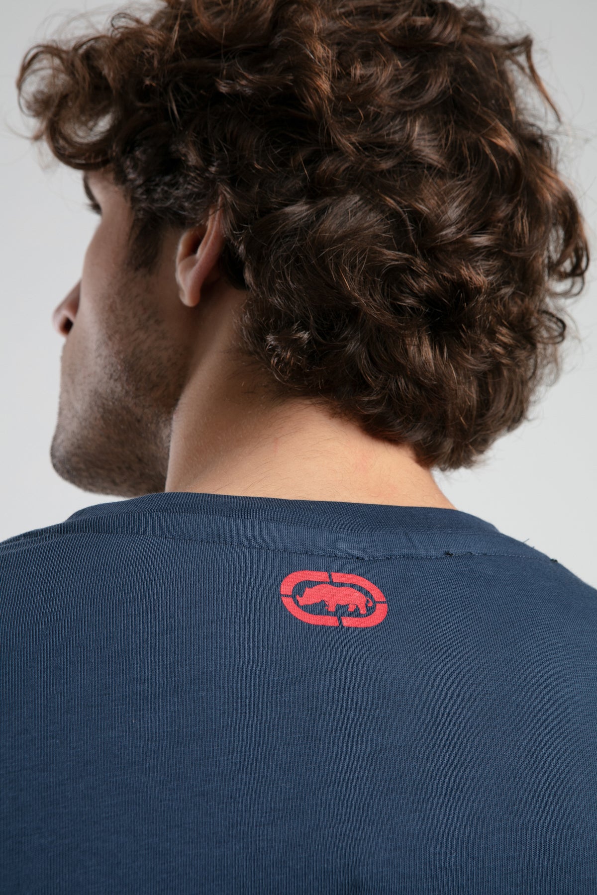 Ecko Unltd. Tricou cu decolteu la baza gatului, imprimeu cu logo, Bleumarin, HARRIS