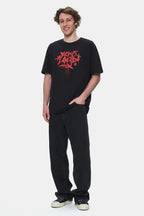 Ecko Unltd. Tricou cu decolteu la baza gatului, imprimeu cu logo, Negru, ARJEN