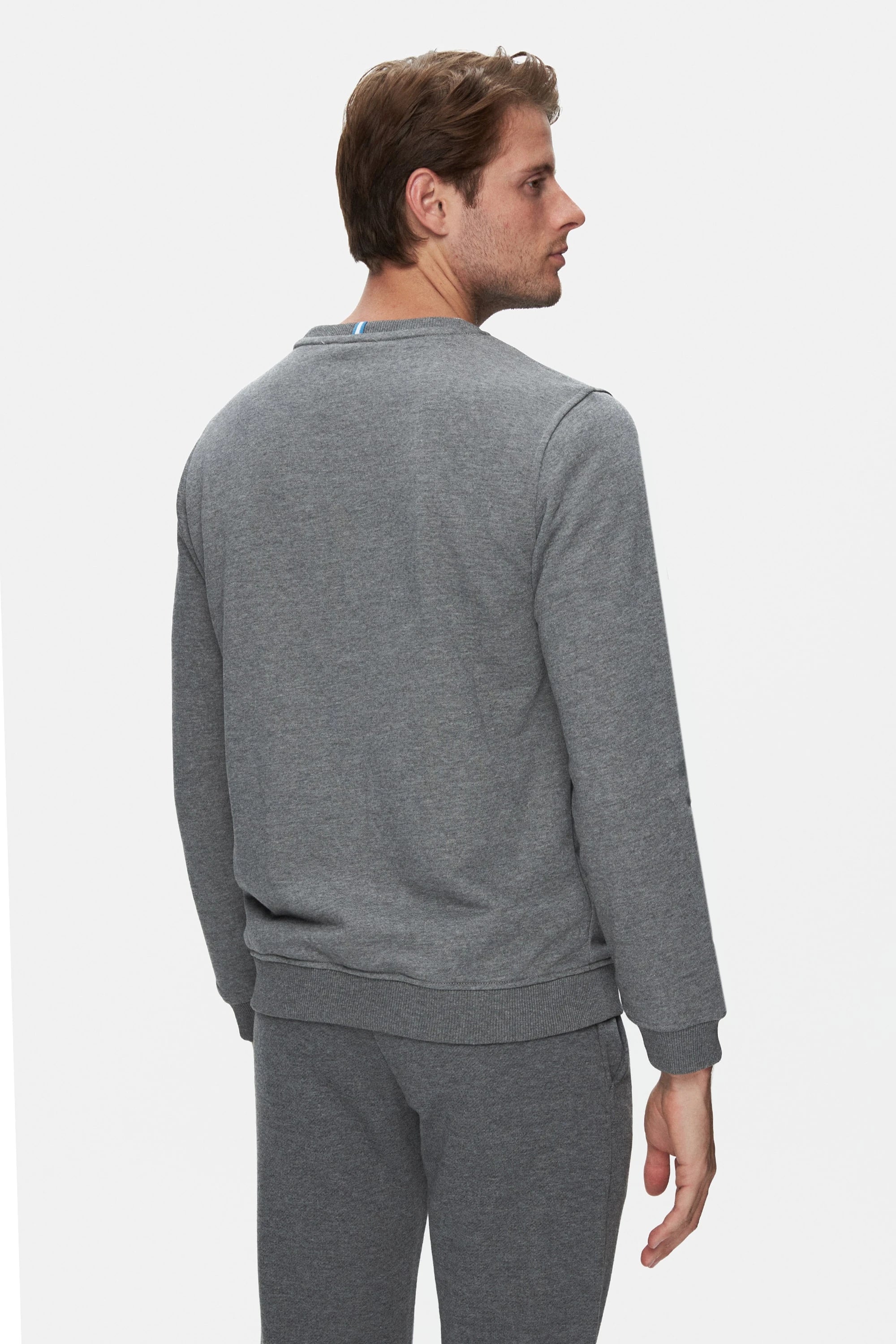UCLA Bluza cu decolteu la baza gatului, regular fit, imprimeu cu logo, Gri inchis, VALLEY