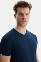 UCLA Tricou cu decolteu la baza gatului, imprimeu cu logo, regular fit, Bleumarin, VANNESS