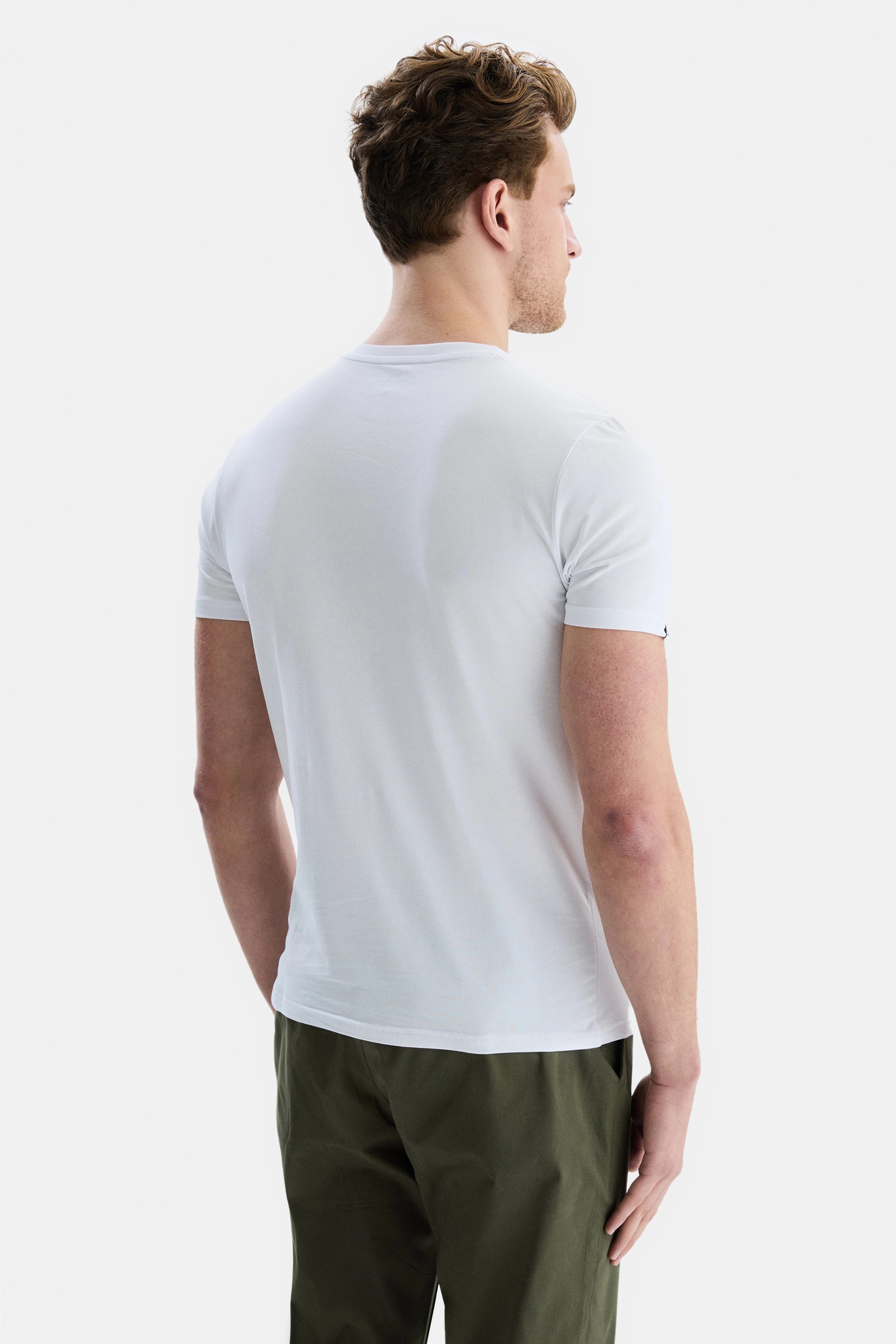 UCLA Tricou cu decolteu la baza gatului, imprimeu cu logo, regular fit, Alb, VANNESS